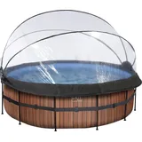 EXIT TOYS Wood Pool 427 x 122 cm inkl. Sandfilter, Abdeckung und Wärmepumpe