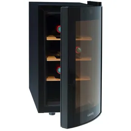 h.koenig AGE8 Weinkühlschrank / 8 Flaschen/Temperatur von 11°C bis 18°C/LED-Temperaturanzeige/Holzlagerböden, Schwarz....