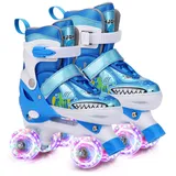 Kinder Hai Rollschuhe 4 Größen Verstellbar Mit Leuchtenden Rädern Anfänger Rollschuhe Quad Roller Skates für Mädchen und Jungen für Anfänger Weihnachts und Geburtstags Geschenke