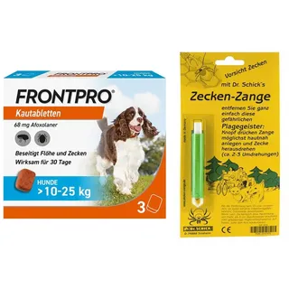 None Frontpro Kautabletten >10-25 kg 3stk + Zeckenzange 1stk