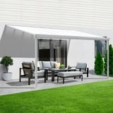 Aileenstore Terrassenüberdachung Aluminium 312 cm als Bausatz Sichtschienen und Hohlkammerplatten Weiß