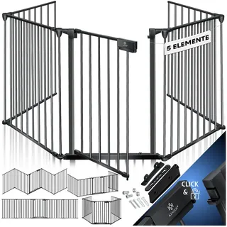 Kesser KESSER® Kaminschutzgitter mit Tür Metall Ofenschutzgitter Laufgitter Laufstall Absperrgitter Tierschutzgitter Türschutzgitter für Kinder-Sicherung