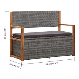 vidaXL Bank 115 x 56 x 110 cm Grau
