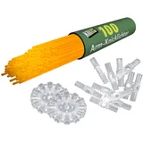 KNIXS 100x Arm-Knicklichter in Orange leuchtend inkl. 100 x 3D-Verbinder und je 2 x Ballverbinder und 7-Lochverbinder für Party, Festival, Geburtstag oder als Dekoration, geprüfte Markenqualität