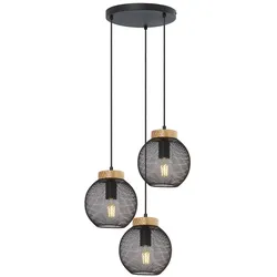 Hängeleuchte, Käfig-Design, Holz, schwarz , H 120cm