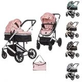 Chipolino Kombikinderwagen 2 in 1 Enigma, Sitz umbaubar, Wickeltasche, bis 22 kg rosa schwarz