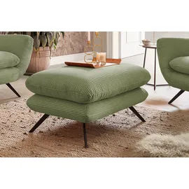 KAWOLA Hochlehnsessel CHARME Cord 72 x 100 x 80 cm Grün mit Hocker
