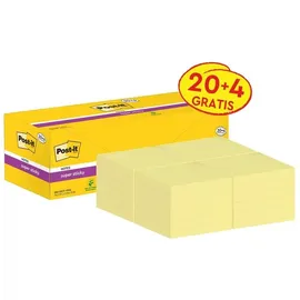 Post-it Post-it® Super Sticky Notes Haftnotizen farbsortiert, 21 Blöcke + GRATIS 3 Blöcke