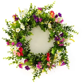 Künstliche Türkranz,Deko Kranz Dekorative Blumenkranz Wandkranz Für Frühling Sommer Alle Jahreszeiten Frühlingsseidenkranz Wanddekoration Hochzeitsfeier Festival Dekor 45cm