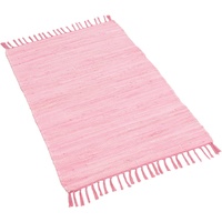 THEKO Teppich Happy Cotton«, rechteckig, Handweb Teppich, Flachgewebe, reine Baumwolle handgewebt, mit Fransen, rosa