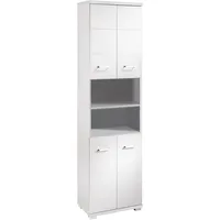ByLIVING Hochschrank NEBRASKA / Badschrank matt weiß, Türen Hochglanz