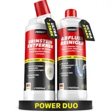 PRINOX Abflussreiniger & Urinsteinentferner Set [2x 1000ml] EXTRA STARK - Profi Rohrreiniger & Urinsteinlöser Konzentrat - Gegen Verstopfungen, Urinstein, Kalk & üble Gerüche - Biologisch abbaubar