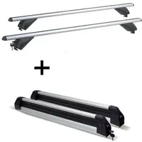 VDP Skiträger Silver Ice ausziehbar + Alu Dachträger RB003 kompatibel mit Bmw X1 (F48) (5Türer) ab 2015