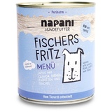 napani Menü für Hunde Fischers Fritz mit Lachs aus Wildfang & Quinoa - Nassfutter im 800g Dosenfutter - Premium Hundefutter aus Bayern