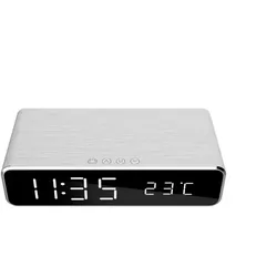 Gembird DAC-WPC-01-S - Digitaler Wecker - Rechteck - Silber - iPhone X/XS/XR - iPhone 8 - Galaxy S8/S7/S6 - LCD