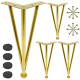 Tischbeine Metall,4 Stück,Möbelfüße Verstellbar,Möbelbeine Schwarz/Gold/Silber,Ersatz Möbelfüsse Für Esstisch Couchtisch Schreibtisch 10cm 20cm 25cm 30cm 35cm 40cm 60cm Tischfüße,Gold-60cm/23.6in