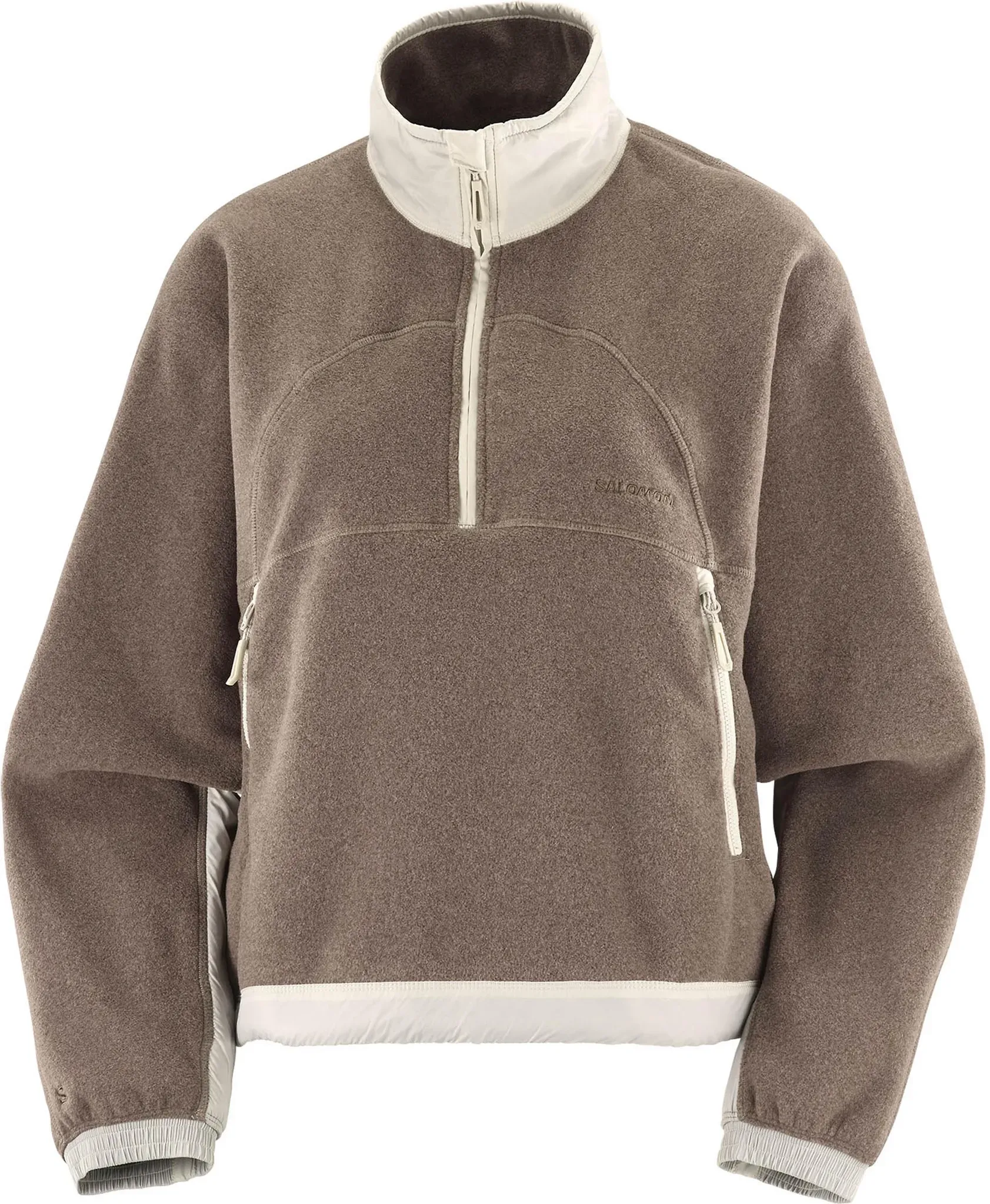 Salomon CHROMA CROPPED Fleeceshirt Damen in iron-silver cloud, Größe XL - braun