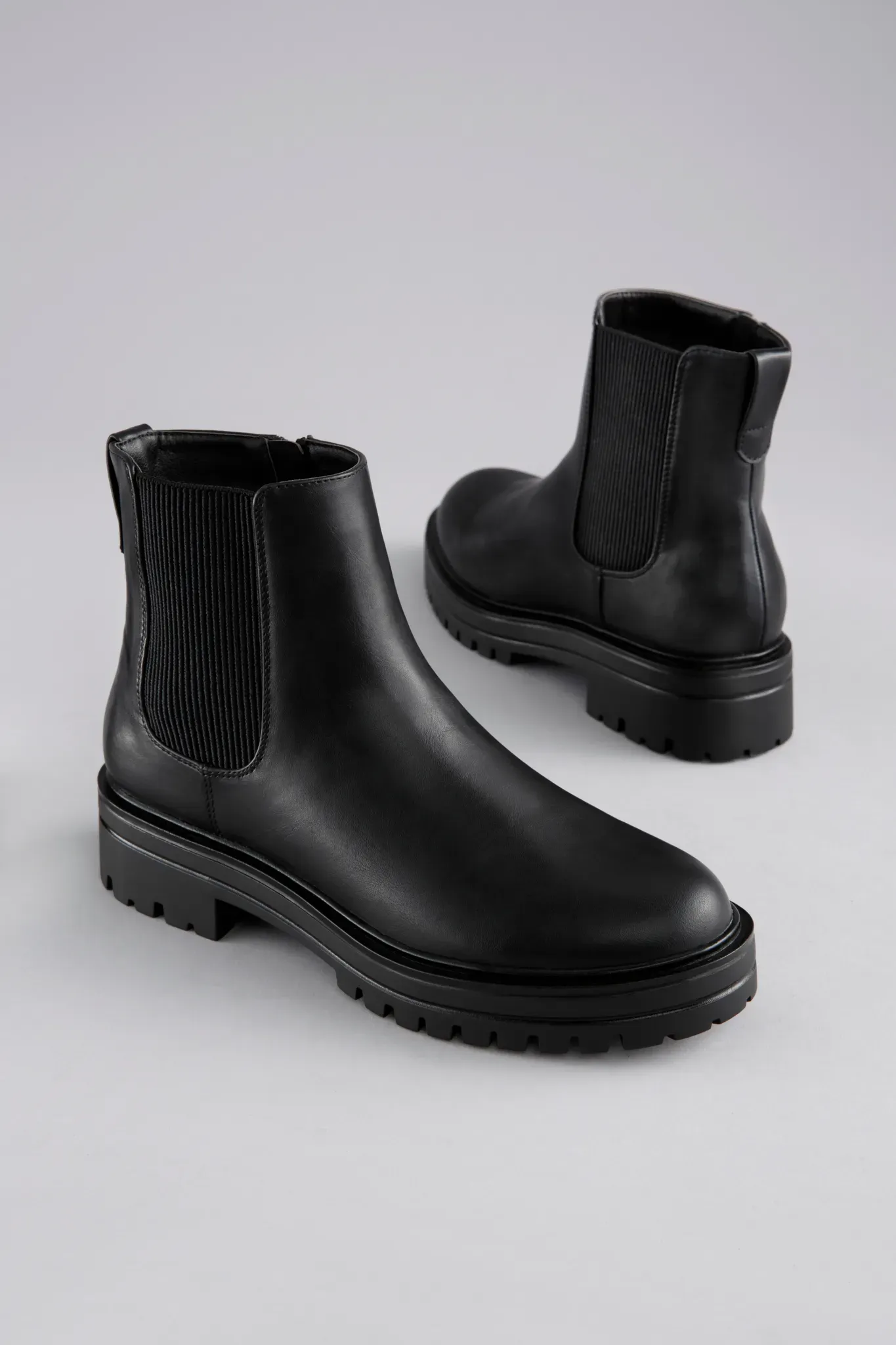 Chelseaboots ANISTON SHOES, Damen, Gr. 41, schwarz, Lederimitat, Schuhe Chelseaboots, Stiefelette, Blockabsatz, mit breitem Stretch