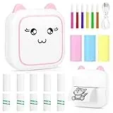 Comius Sharp Mini Drucker für Smartphone, Bluetooth Thermodrucker, Smartphone Drucker, Handy Drucker mit Etikettendruckpapier, Farbigem Papier, Stiften,Tragbarer Taschendrucker für Android, iOS (D)