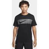 Nike Miler Flash Dri-FIT UV Kurzarm-Laufoberteil für Herren - Schwarz, XL