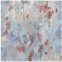 Profhome 379542-GU Stein Kacheln Tapete Used Look Matt Blau Rot Beige 0,53 m x 10,05 m 5,33 m2 Blau