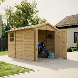 TIMBELA Holzgarage M105 2,22 x 3,20 m Naturholz inkl. Fenster