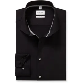 Olymp Businesshemd OLYMP Level Five body fit, Herren, Gr. 43, N-Gr, schwarz, 97% Baumwolle, 3% Elastolefin, Hemden, mit extralangem Arm