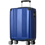 Flieks Trolley Reisekoffer Hartschalenkoffer mit Universalrad, Handgepäck Koffer mit TSA-Schloss, M, 37.5x22.5x56.5cm, Blau - Blau