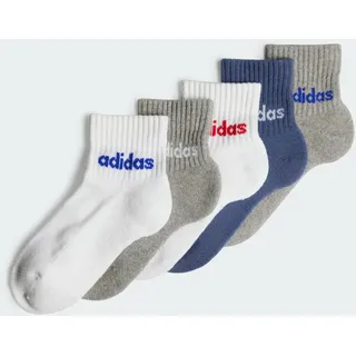 Adidas Kids Linear Ankle Socken, 5 Paar White / Medium Grey Heather / Preloved Ink 28-30