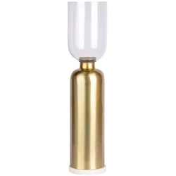 Kerzenhalter KAYOOM "Bodenkerzenhalter Shyam 225", gold, B:16cm, Kerzenhalter, Bodenkerzenhalter aus Metall, Marmor-Sockel, Windlicht aus Glas