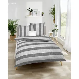KAEPPEL College Gestreift Grau 135 x 200 cm + 2 x 80 x 80 cm