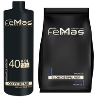 FemMas SET Blondierpulver Blondierung 500g Blau im Beutel & Femmas Oxydant 1L