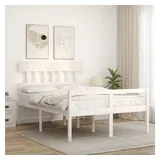 vidaXL Bett Seniorenbett mit Kopfteil 140x190 cm Weiß Massivholz weiß 190 cm x 140 cm x 81 cm