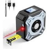 Laser Entfernungsmesser 40M, Maßband 5M 2 in 1, mit HD Digitaldisplay, USB Aufladung Lasermessgerät, Mehreren Messmodi, Entfernungsmesser für Heimwerken und Wohnkultur, Ft/M/In, IP54