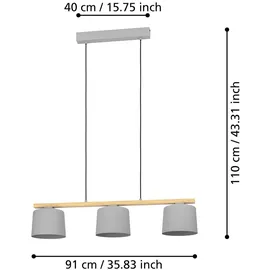 EGLO Mariel 3-flg. 19 cm rund grau/Natur