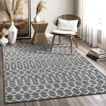 Sanat Boho Teppich – Moderner Teppich im Boho Stil, Geeignet für Wohnzimmer, Schlafzimmer, Flur, Esszimmer und Kinderzimmer – Ethno Grau, Größe: 160 x 230 cm