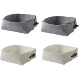 KOMUNJ 4 Stücke Faltbare Kleine Aufbewahrungskörbe, Filzkorb-Aufbewahrungsboxen, Faltbare Filz-Aufbewahrungskörbe,Für Fernbedienung Schlüssel Snacks Kleine Gegenstände Filzkörbchen, Grau, Weiß