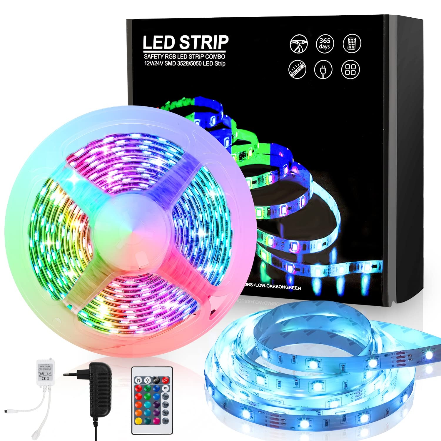 Jopassy LED Streifen 10M,RGB LED Strip Selbstklebend SMD 5050,Farbwechsel led band mit Fernbedienung rgb LED lichtband Leiste für die Beleuchtung von Haus,Party,Küche,TV Hintergrundbeleuchtung