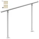 Happybuy Handlauf Außentreppe, 91,4 cm, Outdoor-Handlauf, weiß, Treppengeländer, verstellbar von 0 bis 60 Grad, Handlauf für Treppen, Outdoor, weißes Aluminium, Treppengeländer für Garten