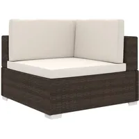 vidaXL Ecksofa mit Auflagen 1 STK. Gartensofa Gartenmöbel Sofa Lounge Rattanmöbel Rattansofa Ecksessel Poly Rattan Braun Stahlrahmen 70x70x52,5cm