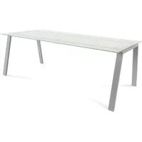 Rocada Schreibtisch Blanca BxTxH 200x100x73cm Gestell grau Platte Glas