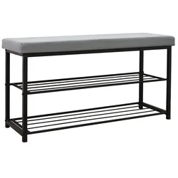 Schuhregal 96x32,5x51cm Schuhbank Offener Schuhschrank Schuh Regal Sitzbank Grau