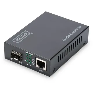 DIGITUS Medienkonverter - SFP+ Port - 10 Gbit Ethernet - RJ45 / SFP+ - 10GBase-T zu 10GBase-R - Schwarz