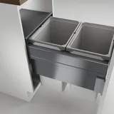Naber 8012381 Abfallsammler COX CLAN 490/450-2 mit 59 Liter Volumen / für 45 cm Schrankbreite - Hellgrau/Silber