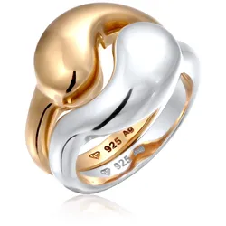 Elli Ring-Set »Ring Set Ying Yang Symbolik 925 Sterling Silber vergoldet« Elli Zweifarbig 56