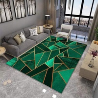 Jiaosa Waschbare Teppiche grün Teppich Salon grün unordentlich geometrische Muster Anti-Rutsch-Teppich weich Teppich Nach Mass 200X300CM Joop Teppich 6ft 6.7''X9ft 10.1''