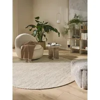 benuta Pure Wollteppich Rocco - Creme 200 cm rund - Handgewebt - Im Style: Wolle, Uni, Boho, Hygge & Cozy, Minimalistisch - Pflegeleicht für Wohnzimmer Schlafzimmer