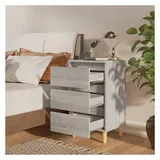 vidaXL Nachtschrank mit Massivholz-Beinen 40 x 35 x 69 cm Grau