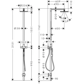 Hansgrohe Axor Starck Duschsäule Set Kopfbrause 240 1jet mit Thermostat Schwarz 12672000