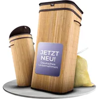 Müllsackständer Bambus – Gelber Sack Ständer 80L Mülleimer Quadratisch - Tropi®